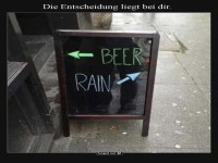 Wegweiser: Bier oder Regen?
