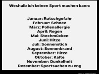 Warum ich keinen Sport mache: Monat fr Monat