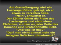 Am Grenzübergang wird ein Lastwagenfahrer gefragt