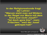 In der Religionsstunde fragt der Lehrer