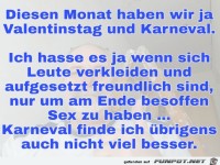 Valentinstag und Karneval