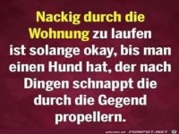 nackig durch die Wohnung laufen....