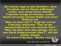 Der Lehrer sagt zu den Schülern