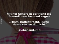 Witz ber Wecken mit einer Schere