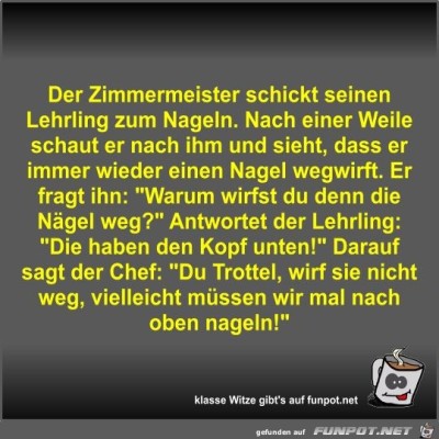 Der-Zimmermeister-schickt-seinen-Lehrling-zum-Nageln.jpg von Fossy