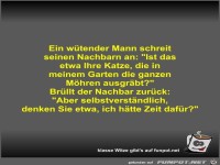Ein w�tender Mann schreit seinen Nachbarn an