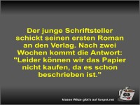 Der junge Schriftsteller schickt seinen ersten Roman an den