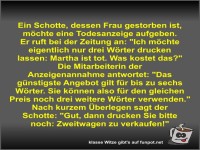 Ein Schotte, dessen Frau gestorben ist, mchte eine...
