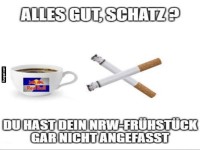 Fr�hst�ck der Champions: Kaffee & Kippen?