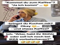 Humorvoller Dialog �ber Kaffeebesuch
