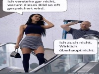Unbeabsichtigte Aufmerksamkeit auf Rolltreppe