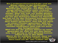 Ein Landmaschinenverkäufer und ein Bauer sitzen in der...