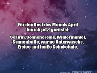 April-Wetter: Packt alles ein, k�nnte helfen!