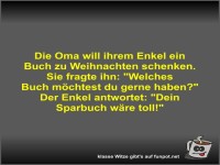 Die Oma will ihrem Enkel ein Buch zu Weihnachten schenken