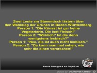 Zwei Leute am Stammtisch l�stern �ber den Wahlsieg der...