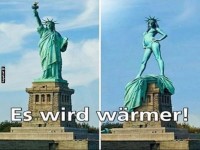 Klimawandel dargestellt durch die Freiheitsstatue