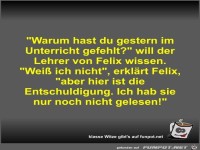 Warum hast du gestern im Unterricht gefehlt?