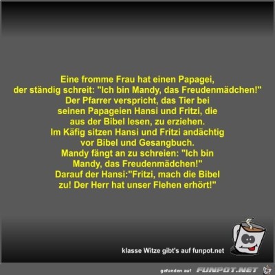 Eine-fromme-Frau-hat-einen-Papagei.jpg von Fossy