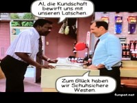 Al und Kollege diskutieren Schuhsicherheit