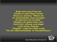 Sagt eine sexy Frau am Tresen in einer New Yorker Disco zu