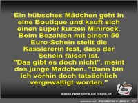 Ein hübsches Mädchen geht in eine Boutique und kauft sich...