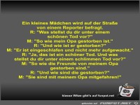 Ein kleines Mädchen wird auf der Straße von einem Reporter