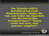 Der Urlauber trifft in Schottland auf einen Einheimischen
