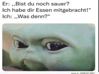 Lustiger Dialog mit skeptischem Blick