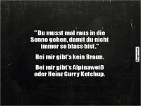 Humorvolles Zitat über blasse Haut