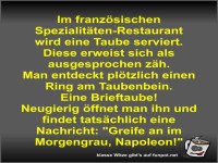 Im franz�sischen Spezialit�ten-Restaurant wird eine Taube...