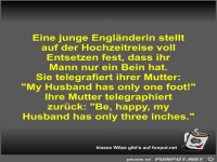Eine junge Englnderin stellt auf der Hochzeitreise voll...