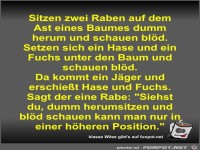 Sitzen zwei Raben auf dem Ast eines Baumes dumm herum und...