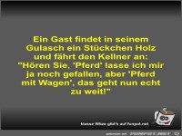 Ein Gast findet in seinem Gulasch ein St�ckchen Holz und...
