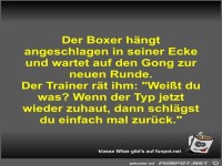 Der Boxer hängt angeschlagen in seiner Ecke und wartet auf