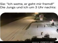 Schnee-Spa� mitten in der Nacht