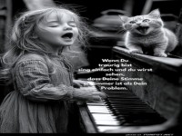 M�dchen und Katze am Klavier
