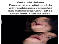 Versuch, das Tattoo beim Reiten zu lesen