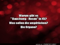 Humorvoller Kommentar zu Bauchweg-Hosen in XS