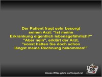 Der Patient fragt sehr besorgt seinen Arzt