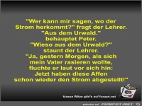 Wer kann mir sagen, wo der Strom herkommt?