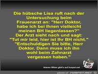 Die hbsche Lisa ruft nach der Untersuchung beim Frauenarzt