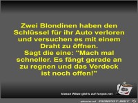Zwei Blondinen haben den Schl�ssel f�r ihr Auto verloren...