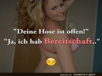 Lustiger Spruch �ber offene Hosen