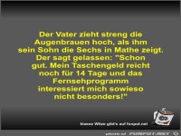 Der Vater zieht streng die Augenbrauen hoch