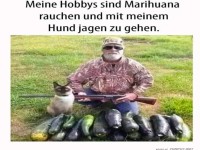 Jäger mit Hund und Zucchini