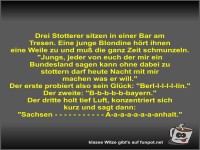 Drei Stotterer sitzen in einer Bar am Tresen