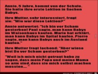 die erste Lektion in Sachen Babys,......