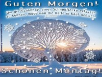 Kalter Montagmorgen mit Schneeflocken-Charme
