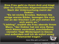 Eine Frau geht zu ihrem Arzt und klagt über ihr schlechtes