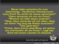 Minas Vater gratuliert ihr zum Geburtstag